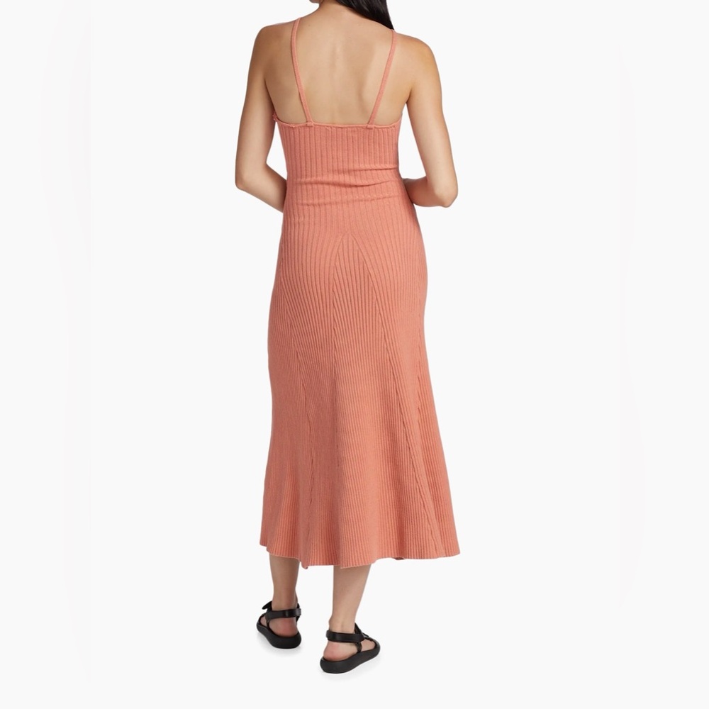 NWT Anna Quan Galina Rib-Knit Halter Midi Dress in Watermelon Size 8 - Picture 3 of 10